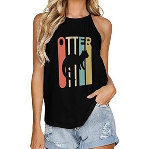 Otter Tanktop voor dames, zomer, mouwloos, T-shirts, halter, casual vest, blouse, print, T-shirt, 3XL
