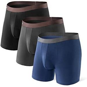 DAVID ARCHY Heren Boxer Briefs Bamboe Rayon met 3D Pouch Ultra Zacht en Ademend Fitted Ondergoed 3 Pack