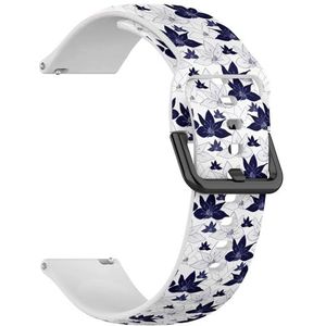 Compatibel met Garmin Forerunner 245 / 245 Music / 645 / 645 Music / 55 (blauwe bloemen op) 20 mm zachte siliconen sportband armband armband