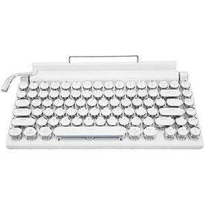 Mechanisch Toetsenbord Ronde Toetsen Blauwe Schakelaar 83 Toetsen Drievoudige Modi Knopbediening Waterdicht Ergonomisch Gamingtoetsenbord voor Telefoon (Wit)