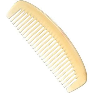 Haarkam met brede tanden, premium natuurlijke schapenhoorn, kam, 100% handgemaakt, antistatische haarontklitter kam zonder handvat (brede tand)