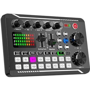 F998 Multifunctionele Tuning Geluidskaart Microfoon Mixer Kit Aud-io Opname Mixer Aud-io Mixing Console Versterker for Telefoon PC - Ongelooflijk veelzijdig(Sound card Only)