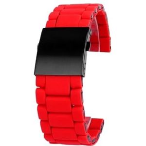 Roestvrij stalen siliconen horlogeband for Casio, PROTREK, PRW-6600, PRG-600Y, PRG-650, PRG-600, waterdichte 24 m vouwgesp horlogeband (Color : Red black buckle, Size : 24mm)