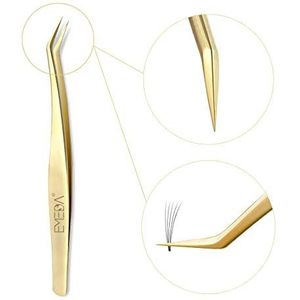 Gouden pincetten voor volume wimper extensions Precisie pincet van gebogen, gepunt roestvrij staal Individueel pincetten met valse wimperextensions en 3D-6D-volume van EMEDA lash extensions tweezers