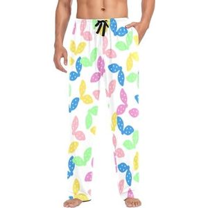 LI ZHI XIN Heren pyjama broek lange pyjama broek lente herfst dunne losse stijl elastische taille stropdas riem met zak S-XXL kleurrijke strik patroon, Meerkleurig, S