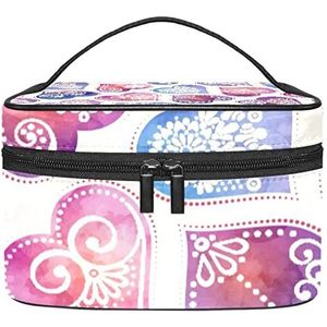 Liefde roze make-up organizer tas, reismake-up tas organizer case draagbare cosmetische tas voor vrouwen en meisjes toiletartikelen, Meerkleurig, 22.5x15x13.8cm/8.9x5.9x5.4in
