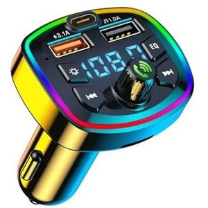 Autolader USB 1 Stuks Auto Bluetooth 5.0 FM-zender Adapter Microfoon Audio-ontvanger Auto MP3-speler 2.1A Dubbele USB-snellader Auto-accessoires USB C Snellader