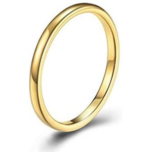 2 mm brede eenvoudige wolfraam stalen staartring temperament paar wolfraam gouden paar ring Jane stijl ring fabriek directe verkoop (Color : Golden, Size : 9#)