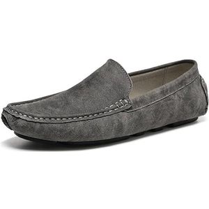 Loafers for heren, schoenen van veganistisch leer, rijdende loafers, platte hak, lichtgewicht, comfortabel, casual, instapper (Color : Khaki Lined, Size : 40 EU)