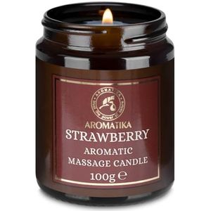 Aardbei Massage Kaars 100g - Aroma Kaars - Aromatherapie Sojawaskaarsen - Kaars Cadeau - Geurkaars in Potje - Ontspanning - Lichaamsverzorging - Aromatherapie - Aardbei Massage Kaars