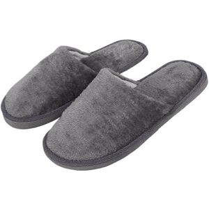 LPHFDCS Damespantoffels Winter Indoor Heren Slippers Huis Pluche Zachte Katoenen Slippers Antislip Effen Comfortabele Vloer Schoenen Thuis Slippers Slides Voor Slaapkamer Pluizige Slippers, Grijs,