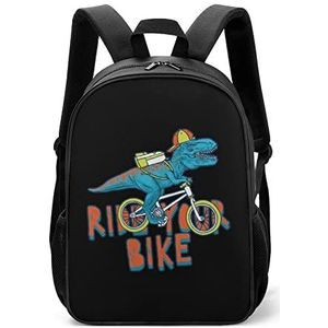 Dinosaurus En Fiets Lichtgewicht Rugzak Reizen Laptop Tas Casual Dagrugzak voor Mannen Vrouwen