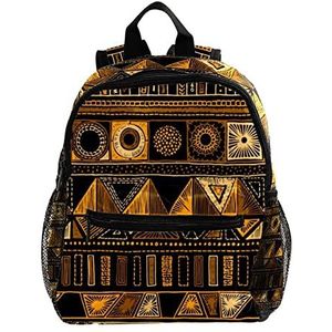Vintage Retro Etnische Geometrische Gouden Leuke Mode Mini Rugzak Pack Bag, Meerkleurig, 25.4x10x30 CM/10x4x12 in, Rugzak Rugzakken
