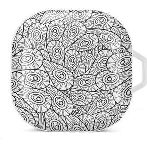 Pauwenveren oordopjes hoesje compatibel met Samsung hard shell beschermhoes witte stijl