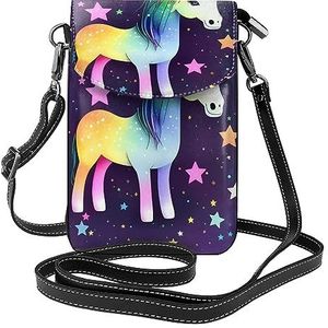 chenfandi One-Horse Star Crossbody-tas met ritssluiting, schoudertas voor dames met kaartsleuf, afneembare schouderriem, 19,2 x 12,5 cm., Zwart, Eén maat