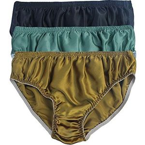 Lsharon Sexy herenslips van 100% moerbeizijde, herenondergoed, onderbroeken voor mannen, verpakking van 3 stuks, A02, M