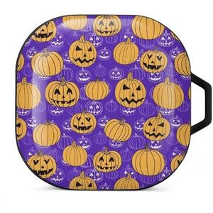 Paarse pompoen oordopjes hoesje compatibel met Samsung Hard Shell beschermhoes zwart-stijl