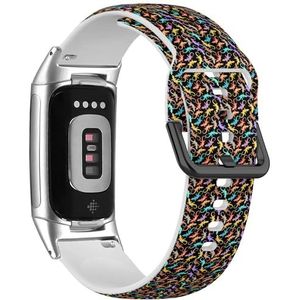 RYANUKA Zachte sportband compatibel met Fitbit Charge 5 / Fitbit Charge 6 (schattige neon cartoon hagedis kinderen) siliconen armband accessoire, Siliconen, Geen edelsteen