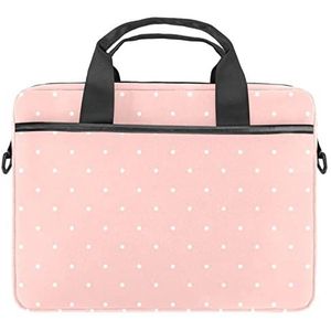 Roze Polka Dots Laptop Schouder Messenger Bag Crossbody Aktetas Messenger Sleeve voor 13 13.3 14.5 Inch Laptop Tablet Beschermen Tote Bag Case, Meerkleurig, 11x14.5x1.2in /28x36.8x3 cm