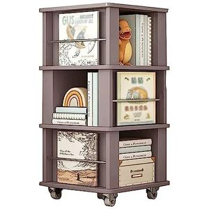 Boekenkasten 360° draaibare boekenplank grote capaciteit staande boekenkast eenvoudig boekenrek met wielen woonkamer thuis boekenplanken Ruimtebesparend