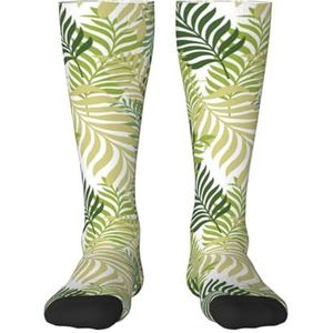 YsoLda Kousen Compressie Sokken Unisex Knie Hoge Sokken Sport Sokken 55CM Voor Reizen, Tropische Exotische Palmboom Bladeren, zoals afgebeeld, 22 Plus Tall