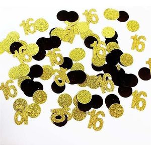 Feestdecoraties 300st zwart goud papier confetti cirkel stippen glitter feesttafel confetti voor bruiloft babyborrel verjaardagsfeestje tafeldecoratie (kleur: 16 goud)