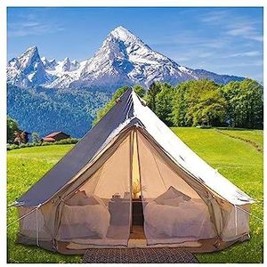 4-12 Persoon Camping Tent 3-7m Waterdicht Katoen Canvas Bell Tent Outdoor 4 Seizoenen Familie party Picknick Yurt W/Kachel Gat Duurzaam (Color : Beige, Size : 16.4ft 5m)