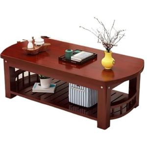 Moderne Woonkamertafel Salontafel Chinese Stijl Woonkamer Thuis Dubbellaags Theetafel Kantoor Salontafel Eenvoudige Rechthoekige Thee Koffietafel(Red,XL)