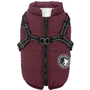 Jinpet Hondenjas met tuigje, winterjas voor honden, fleece hondenjas, waterdichte hondenjas met rits, hondenjas voor puppy's, kleine hondenkleding, hondenjas met reflecterend harnas voor kleine,