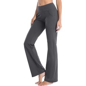 Fucouture Yoga Jumpsuit Yoga Broek met Zakken Hoge Taille Workout Broek voor Vrouwen Werkbroek Jurk Broek Grote Maat Yoga Broek voor Vrouwen 2X Lang, Donkergrijs, 3XL