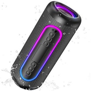 UOHHBOE Bluetooth Luidspreker met Krachtig Geluid 30 m Bluetooth-Bereik TWS-Koppeling IPX5-Waterdicht 30H met Lange Levensduur 4 RGB-Modi en USB-Noodopladen