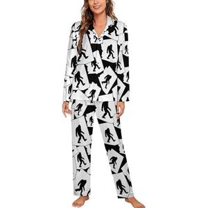 Arizona State Map Bigfoot pyjama sets met lange mouwen voor vrouwen, klassieke nachtkleding, nachtkleding, zachte pyjamasets loungesets