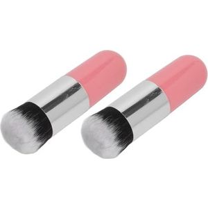2Pcs Borstel Kunstmatige Vezel Borstel Roze Zilver Chubby Thuis Make-up Borstel voor Blush