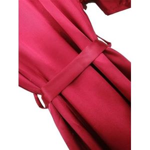OZLCUA Badjas van zijdeachtig satijn effen satijn badjas vrouwen eenvoudige pyjama bruiloft party robes korte nachtkleding, Bourgondië, XL