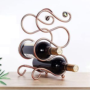 Wijnrek Wijnrek, Wijnopslagplank for Pantry Cabinet kan 4 flessen bevatten, 4 flessen aanrecht roestvrijstalen metalen rode wijnopslaghouder Wijnrekken wijnrek