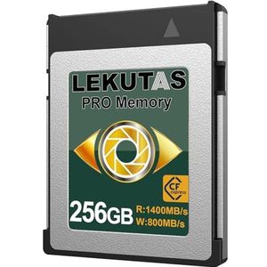 LEKUTAS 256 GB CFexpress Type B Geheugenkaart, R1400MB/s W800MB/s CFX xqd Kaarten Type B voor camera's 8K RAW, compatibel met Nikon Z6/Z7/D6, Canon EOS-1DXMark III/EOS-R5, Panasonic S1/S1R, DJI Ronin