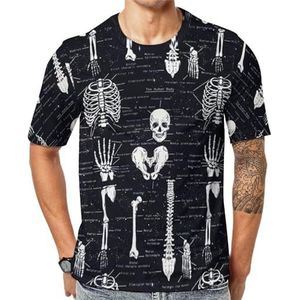 Skull Dark Skeleton Anatomy Heren Korte Mouw Grafisch T-shirt Ronde hals Print Casual Tee Tops 5XL