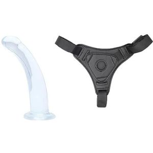 Beginner to Expert | Unisex Strap On Dildo Harness Kit Option | 5 to 7in Silicone Strap On for Pegging Play | Adjustable Harness | Anal Dildo Adult Sex Toy | Waterproof | Transparent (With Belt, M)