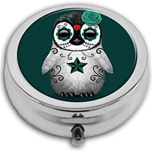 Leuke Pinguïns Pill Box-3 Compartiment Geneeskunde Pil Case, Draagbare Medicine Tablet Vitamine Houder Organizer voor Portemonnee Pocket Reizen Geschenken