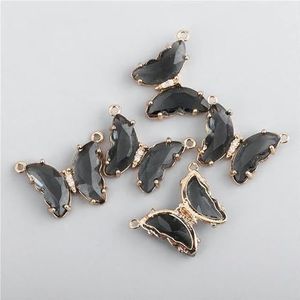 Glanzende kristallen vlinderhangers connectoren vlinder glaskralen bedels voor doe-het-zelf kettingen armbanden sieraden maken 20x15mm-7 grijs-2pcs
