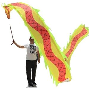 Danslinten, Dancer China 3D Outdoor Fitness Gele Draak Golden Claw Dragon Ribbon Dansset (6m 8m 10m) for Fitness Jongleren Flinging (Size : 12m/39ft) (Size : 8m/26ft)