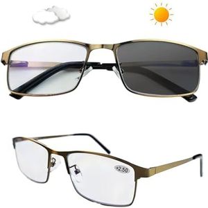KGAILL Meekleurende Progressieve Multifocusleesbril Mannen Vrouwen Metalen Montuur Presbyope Brillen Multifocale Lezers 1.0 2.0 (Color : Gold, Size : 2.5x)