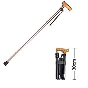Wandelstokken voor heren Opvouwbare wandelstok met houten handvat Hoogteverstelling Wandelstok