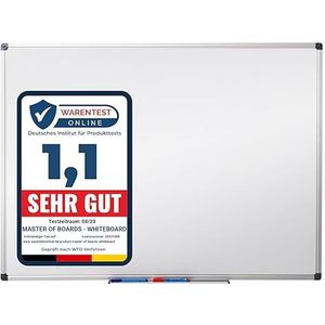 Office Marshal Professional Whiteboard met opbergschaal, gelakt, beschrijfbaar en magnetisch, droog afwasbaar, 80 x 110 cm