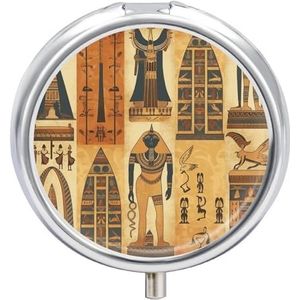 Pillendoos met spiegel 3 compartimenten draagbare oude Egypte stam serie pillenorganisator voor zak of portemonnee reizen medicijnen pillendoosje wekelijkse geneeskunde pillenhouder voor dagelijkse