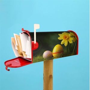 VTCTOASY Gele bloemen- en eierprint brievenbushoezen magnetische standaard formaat waterdichte brievenbushoezen postbrievenbus cover voor huis tuin tuin 45 cm x 53 cm 53 x 45 cm