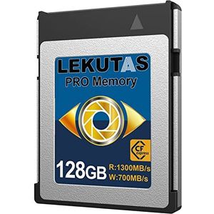 LEKUTAS 128 GB CFexpress Type B Geheugenkaart, R1300MB/s W700MB/s CFX xqd Kaarten Type B voor camera's 8K RAW, compatibel met Nikon Z6/Z7/D6, Canon EOS-1DXMark III/EOS-R5, Panasonic S1/S1R, DJI Ronin