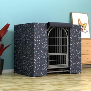 GeRRiT 600D hondenkrathoes, waterdichte Oxford-doek, comfortabele huisdierenkennel hoes met zijraam voor kleine, middelgrote en grote kooi, eenvoudig te installeren (blauwe aap, L x BxH: 125 x 95 x