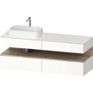 Duravit Qatego console badmeubel, 2 uitschuifelementen, 2 laden, uitsparing links, 1600x550x600mm, nis eik gemarmerd, QA4777055, Kleur: Witte hoogglans