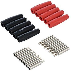 10 stks Rood+Zwart Koper 4mm Banaan Vrouwelijke Geïsoleerde Jack Plug Connector voor 4mm Mannelijke Niet-Geïsoleerde Banaan Plug Connector